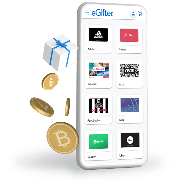 eGifter marketplace on a mobile device showing popular gift cards